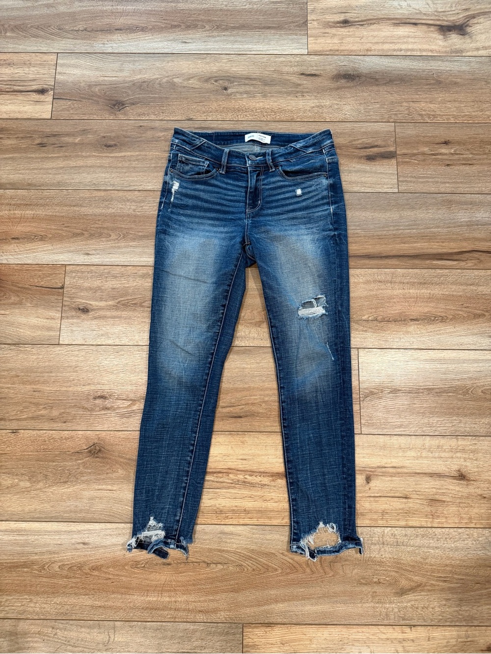 BKE Payton Mid Rise Ankle Skinny Distressed Jeans Dark Wash Size 26
